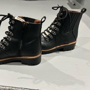 American Eagle Outfitters Black Combat Boots with Faux Fur